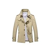 cicilin homme trench à manches longues parka veste classique manteaux décontracté trench coat court blouson jacket automne hiver (beige xl)