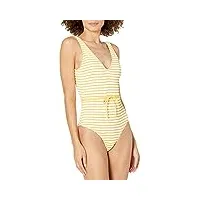 body glove pam v-neck one-piece swimsuit with deep v back maillot de bain, rayures french riviera, m femme
