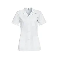 b-well gabi blouse medicale femme blouse de travail femme uniforme médical femme manches courtes col en v avec boutons - blanc - xxx-large