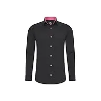 rusty neal chemise pour homme - coupe ajustée - manches longues - stretch - contraste - chemise d'affaires - chemise décontractée, noir/rose, l