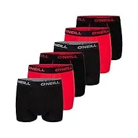 o'neill lot de 6 boxers pour homme - uni - caleçon de sport - sous-vêtements basiques - en coton - noir, rouge, bleu - tailles m, l, xl, xxl, noir rouge (7000), l