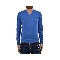 dsquared2 pull homme bleu logo décontracté poche pull-over coton col en v - bleu - medium