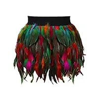 bbohss femme mini jupe plume taille élastique costume harnais punk festival de danse gothique jupe denoël vêtements carnaval (multicolor, m)