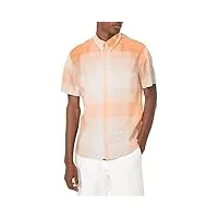 billy reid s/s kirby chemise bouton bas, orange, xx-large homme
