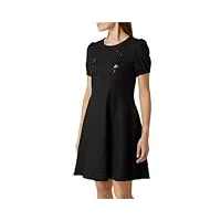 love moschino flared dress in stretch wool fabric with short puffed sleeves robe décontractée, noir, 48 femme
