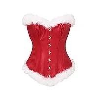 bslingerie® haut de costume sexy de mère noël - corset, bustier , cuir rouge, small