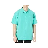 quiksilver 4 button down dress shirt chemise, centinella bleu/turquoise, s homme