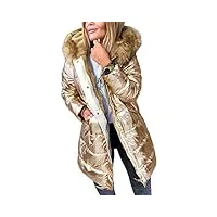 orandesigne mi-longue doudoune manteau brillante hiver décontracté femme veste dorée l