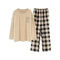goso ensemble de pyjama mignon pour filles - ensemble pyjama haut et pantalon long - tenue de nuit pour enfants de 8, 9, 10, 11, 12, 13, 14 ans - beige - xx-large