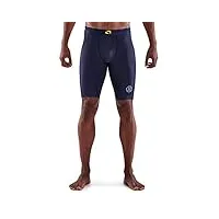 skins série 3 performance compression 1/2 collant – short pantalon, bleu marine, l homme
