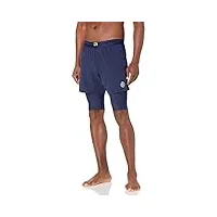 skins short 2 en 1 superpose performance compression série 3 pantalon, bleu marine, l homme