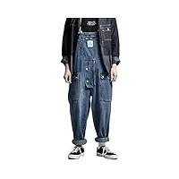 minetom salopette en jean homme salopette loose overalls combinaison denim rétro salopette en jeans vintage pantalon avec poches e bleu m