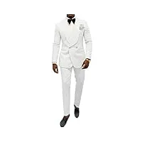botong costume de mariage à revers pour homme - coupe régulière - pour mariage, bal de fin d'année, veste, pantalon, costume de garçon d'honneur, blanc, 102
