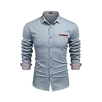 coofandy chemise en jean homme coton manche longue col italien casual taille s-xxxl gris clair xl