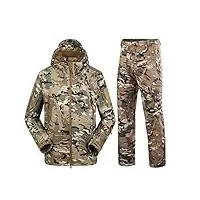 sr-keistog manteaux de chasse militaires vestes en polaire softshell peau veste à capuche camouflage + pantalon équipement uniforme cp xxl