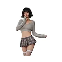sinmiuanime jk ensemble de lingerie sexy avec jupe courte plissée pour étudiant gris