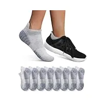 youshow 8 paires chaussettes homme femme de sport en coton socquettes courtes respirantes(8x gris clair,39-42)