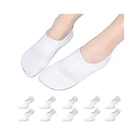 falechay 10 paires chaussettes basses pour femmes hommes invisible socquettes de sport antiglisse en coton silicone blanc 35-38
