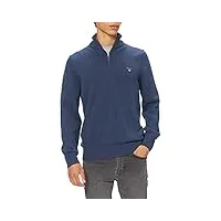 gant d1. casual cotton halfzip sweater, bleu marine chiné, xxl homme