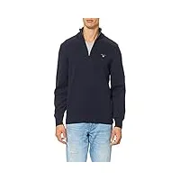 gant d1. casual cotton halfzip sweater, bleu nuit, l homme