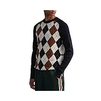 gant d1. argyle c-neck sweater, marine, xxl homme