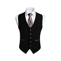 hisdern gilet costume noir homme mariage formel gilets sans manche classique casual veste pour business fête avec poches s