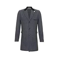 mens 3/4 long charbon de bois chaud hiver crombie business pardessus veste chevrons tweed manteau 38