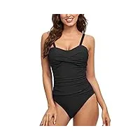 heekpek femme maillot de bain 1 pieces bikini ruché monokini vintage maillot de bain taille haut push up réglable sexy monokini, noir, taille xl