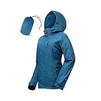 33,000ft veste de pluie femmes, imperméable imperméable léger avec manteau respirant emballable à capuche idéal pour la course à pied et à la randonnée(bleu profond-de44/fr46)
