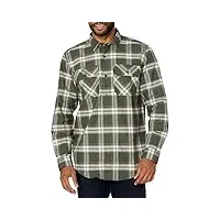 timberland woodfort mid-weight flannel work shirt chemise longue bouton d'utilit professionnelle, vert lierre à carreaux, s homme