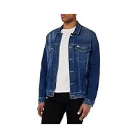 tommy jeans veste en jean homme trucker jacket stretch, bleu (wilson mid blue stretch), m