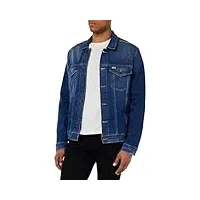 tommy jeans veste en jean homme trucker jacket stretch, bleu (wilson mid blue stretch), xs