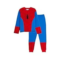 marvel pyjama spiderman pour garçon - tenue de nuit pour enfant, rouge/bleu, 4 ans