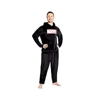 marvel pyjama homme - ensemble de pyjama homme polaire (noir, l)