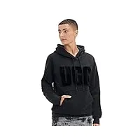 ugg rey fuzzy logo hoodie sweatshirt capuche, noir, m femme