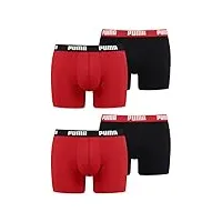 puma lot de 4 boxers pour homme - sous-vêtements, 786 - rouge/noir., m