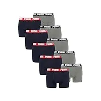 puma lot de 10 boxers pour homme - sous-vêtements - couleur : 036 - mélange bleu/gris - taille l, mélange de bleu/gris., l