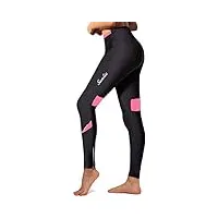 santic hiver longues pantalon cycliste femme rembourré polaire fleece leggings de vélo collants de cyclisme vtt respirant noir rose