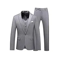 mogu costume 3 pièces pour homme, coupe ajustée, smoking de mariage, bal de fin d'année, gris clair, 50