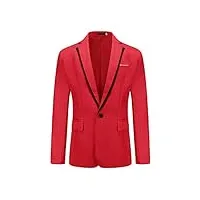youthup homme blazer slim fit costume business mairage veste de costume un bouton veste chic rouge l