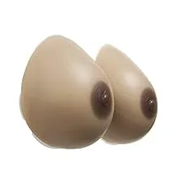 xswl une paire de formes mammaires en silicone pour crossdressers mastectomie prothèse coussinets de soutien-gorge insère forme de goutte d'eau faux seins,a_brown,7xl`2400g/pair