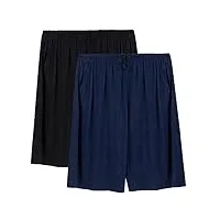 chalier cozy 2 pack homme bas de pyjama court doux pantalon shorts modal vêtements de nuit Élastique avec poches noir + bleu marine (xl)