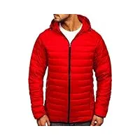 bolf homme veste de transition matelassee a capuche blouson avec fermeture eclair doudoune zipe temps libre outdoor basic casual style 13021 rouge m [4d4]