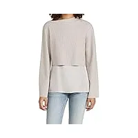 theory ls layered top blouse, beige clair, xs femme