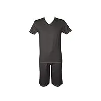 emporio armani pyjama homme coton manches courtes bermuda article 111486 + 111485 5a566, 06844 asfalto - asphalt grey, m