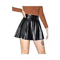 hifacon mini jupe plissée en cuir véritable pour femme - - x-large