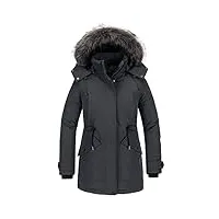 chin·moon femme veste chaude à capuche d'hiver manteau en polaire sherpa epaissie parka coupe-vent manteau d'extérieur mi-long décontracté gris foncé m