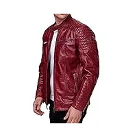 tazzio 19709 veste en cuir véritable pour homme, rouge bordeaux, s
