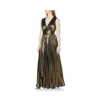 gina bacconi women's metallic chiffon maxi dress robe de cocktail, noir/doré, 42 femme