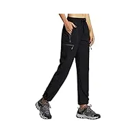 libin pantalon de randonnée pour femmes léger séchage rapide Été cargo imperméable montagne pantalon travail extensible avec poche zippée, noir xxl